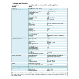Boss Industrial 32-Ton Horizontal/Vertical Gas Log Splitter (WD32T)